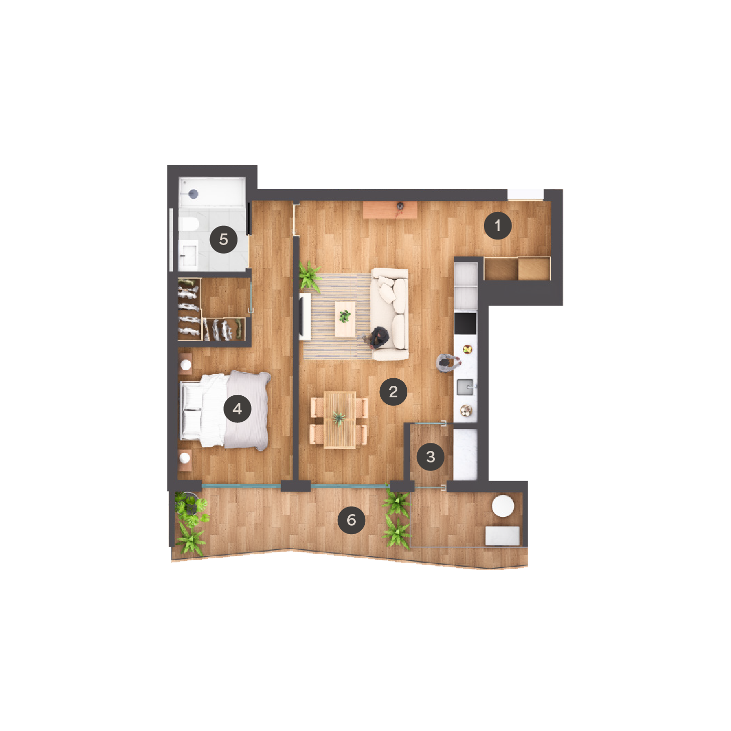 Planta apartamento T1 - Paim Living